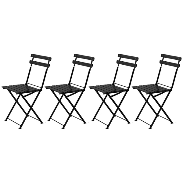 Kit 4 Cadeiras Dobrável Ferro E Madeira Envernizada Black