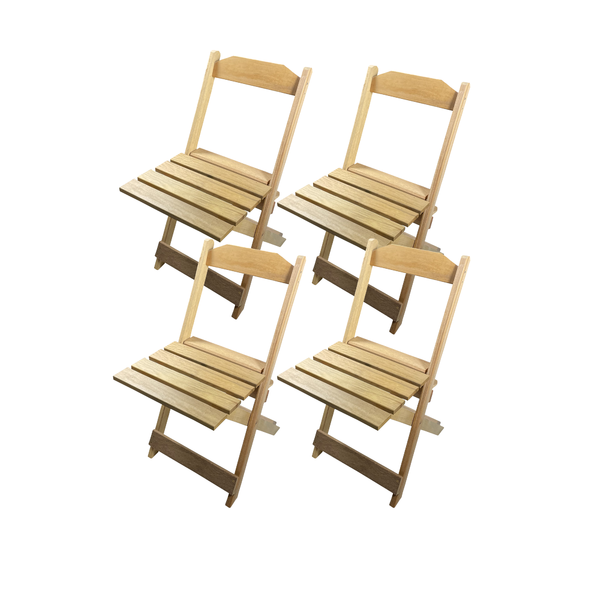 Kit 4 Cadeiras Dobrável Madeira Natural Para Bar E Restaurante