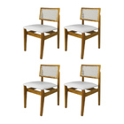 Kit 4 Cadeiras Dominiky Em Madeira Maciça E Corino