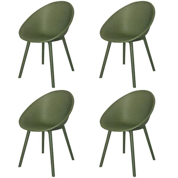 Kit 4 Cadeiras Drops Rivatti Em Polipropileno Verde Base Desm
