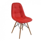 Kit 4 Cadeiras Eames Botone Em Courino Base Madeira Sem Braço