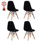 Kit 4 Cadeiras Eames Botone Em Courino Base Madeira Sem Braço