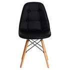 Kit 4 Cadeiras Eames Botone Em Courino Base Madeira Sem Braço