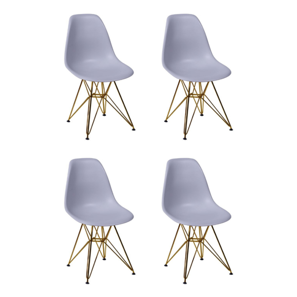 Kit 4 Cadeiras Eames Design Eiffel Jantar Cinza Ferro Cobre