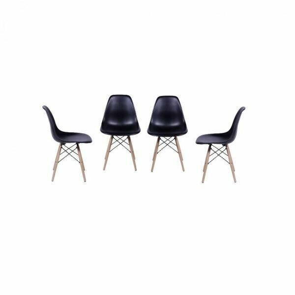 Kit 4 Cadeiras Eames Dkr Base Madeira Com Assento Em Poliprop