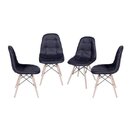Kit 4 Cadeiras Eames Eifeel Botone  Preto