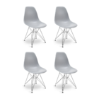 Kit 4 Cadeiras Eames Eiffel De Jantar Cinza Ferro Cromado