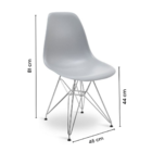 Kit 4 Cadeiras Eames Eiffel De Jantar Cinza Ferro Cromado