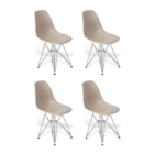Kit 4 Cadeiras Eames Eiffel De Jantar Fendi Ferro Cromado