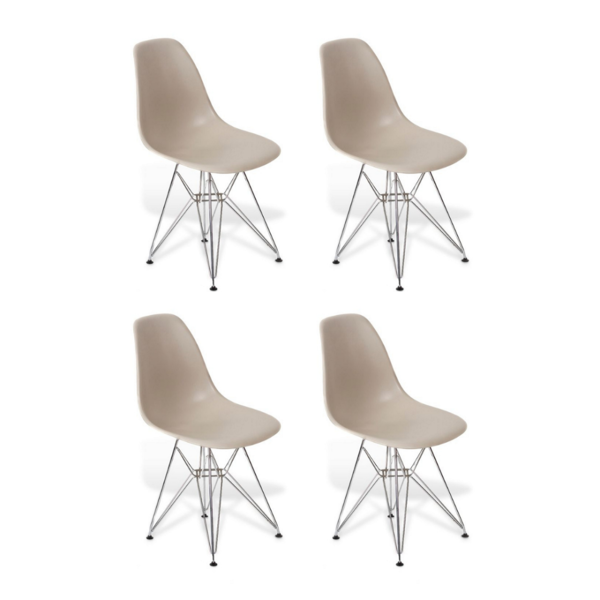 Kit 4 Cadeiras Eames Eiffel De Jantar Fendi Ferro Cromado