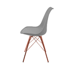 Kit 4 Cadeiras Eames Leda Design Estofada Cinza Tower Cobre