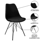 Kit 4 Cadeiras Eames Leda Design Estofada Preta Tower Preto