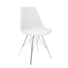 Kit 4 Cadeiras Eames Leda Estofada Branca Tower Cromado