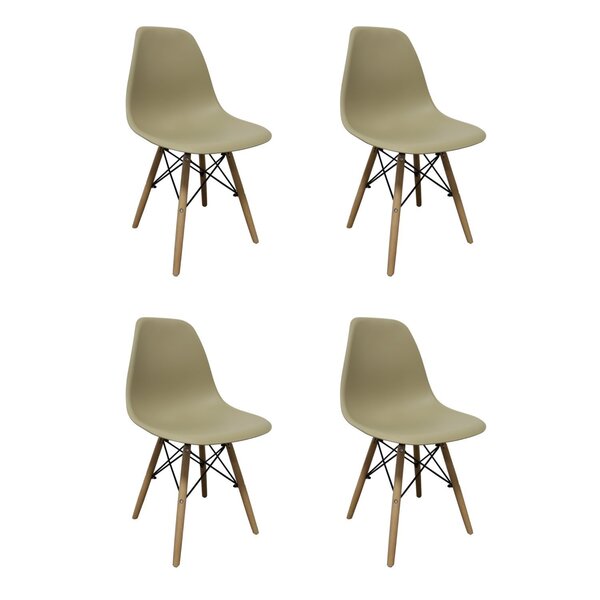 Kit 4 Cadeiras Eames Polipropileno Base Madeira Eiffel Espres