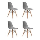 Kit 4 Cadeiras Eames Polipropileno Base Madeira Eiffel Espres