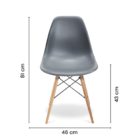 Kit 4 Cadeiras Eames Wood Design Eiffel Jantar Cinza Escuro