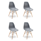 Kit 4 Cadeiras Eames Wood Design Eiffel Jantar Cinza Escuro
