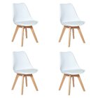 Kit 4 Cadeiras Eames Wood Leda Design - Branco Branco
