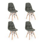 Kit 4 Cadeiras Eiffel Botonê Special Estofada Base Madeira Ve