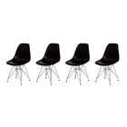 Kit 4 Cadeiras Eiffel Eames Preta Base Cromada