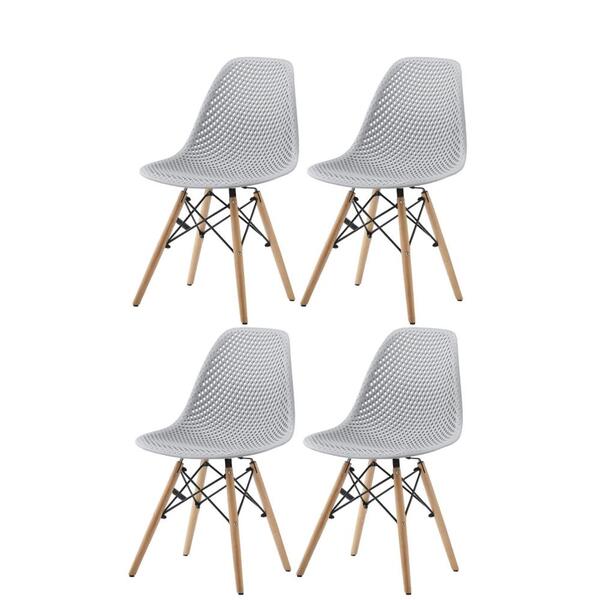 Kit 4 Cadeiras Eloá Colmeia Rivatti Polipropileno Cinza Base