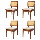 Kit 4 Cadeiras Em Madeira Maciça Tauari E Rattan Com Assento