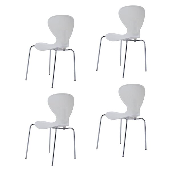 Kit 4 Cadeiras Empilháveis Base Aço Tubular Flash Cromado/bra