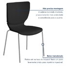 Kit 4 Cadeiras Empilháveis Base Aço Tubular Mono Preto/prata