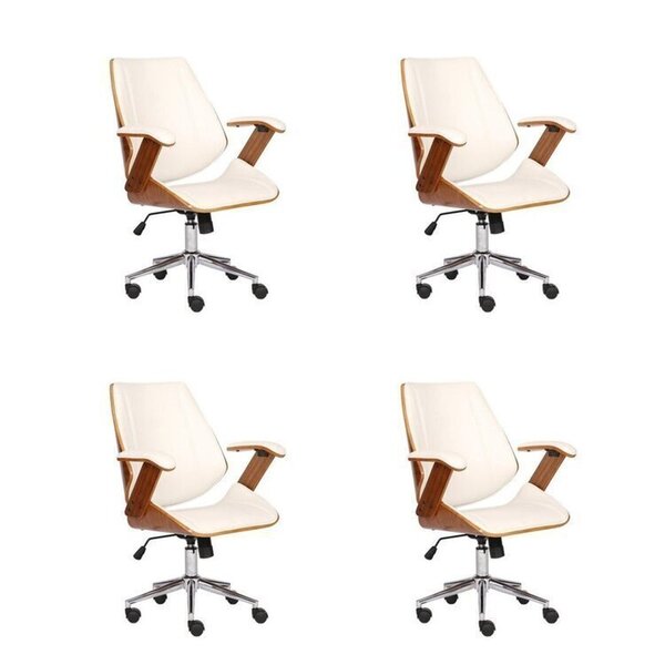 Kit 4 Cadeiras Escritório Diretor Corino E Madeira Bergen 333