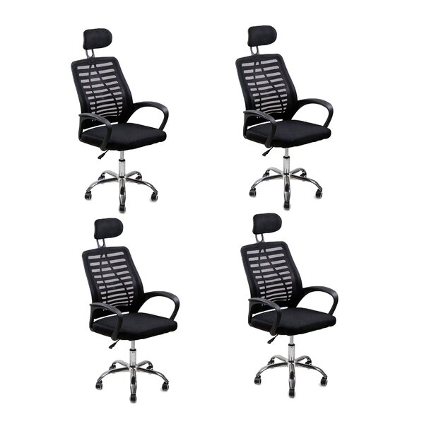 Kit 4 Cadeiras Escritório Diretor Tela Mesh Encosto