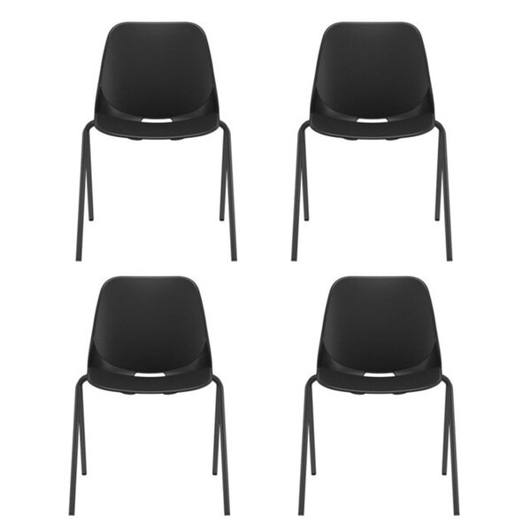 Kit 4 Cadeiras Escritório Empilhável Fixa Auditório Hotel Qui