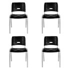 Kit 4 Cadeiras Escritório Fixa Empilhável Hotel Auditório Elo