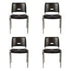 Kit 4 Cadeiras Escritório Fixa Empilhável Hotel Auditório Elo