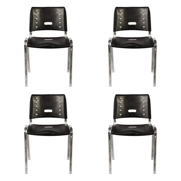 Kit 4 Cadeiras Escritório Fixa Empilhável Hotel Auditório Elo