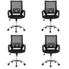Kit 4 Cadeiras Escritório Giratórias Ergonômica Preta