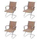 Kit 4 Cadeiras Escritório Interlocutor Fixa Esteirinha Corino