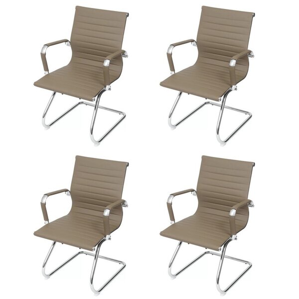 Kit 4 Cadeiras Escritório Interlocutor Fixa Esteirinha Corino