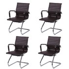 Kit 4 Cadeiras Escritório Interlocutor Fixa Esteirinha Corino