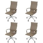 Kit 4 Cadeiras Escritório Presidente Esteirinha Rodízio Relax