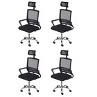Kit 4 Cadeiras Escritório Presidente Tela Mesh Lyon Preto