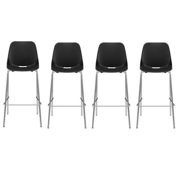 Kit 4 Cadeiras Escritório Quick Fixa Alta 4 Pés  Preto