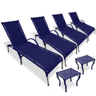 Kit 4 Cadeiras/espreguiçadeiras Julia + 2  Mesa P/ Piscina Az