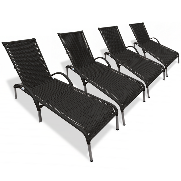 Kit 4 Cadeiras/espreguiçadeiras Julia P/ Jardim Preto