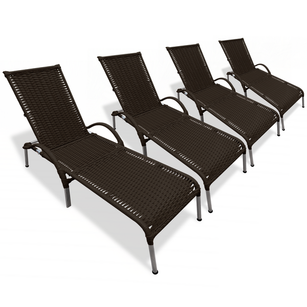 Kit 4 Cadeiras/espreguiçadeiras Julia P/ Piscina Marrom