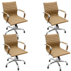 Kit 4 Cadeiras Esteirinha Presidente Baixa Com Rodinhas - Bege