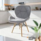 Kit 4 Cadeiras Estofada Eiffel Slim Wood Pés Madeira - Cinza