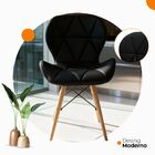 Kit 4 Cadeiras Estofada Eiffel Slim Wood Pés Madeira - Preto