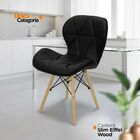 Kit 4 Cadeiras Estofada Eiffel Slim Wood Pés Madeira - Preto