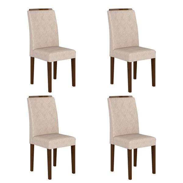 Kit 4 Cadeiras Estofadas Bali Imbuia/suede Bege - Móveis Arap
