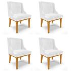 Kit 4 Cadeiras Estofadas Base Fixa De Madeira Castanho Lia Si